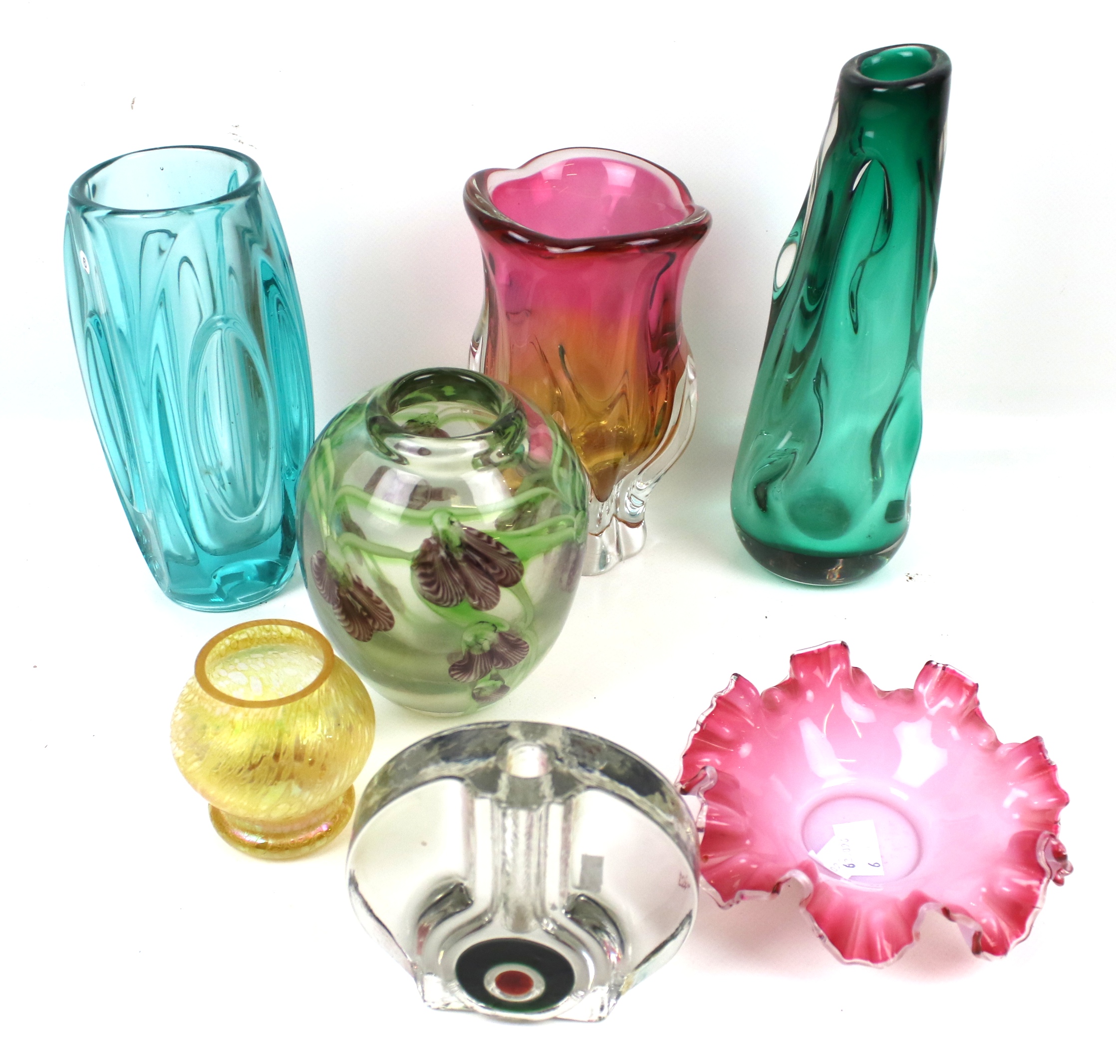 A small quantity of 1960s period and later decorative coloured glassware.
