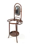 A c.1860's bentwood bachelor wash stand. In the manner of Micheal Thonet, with a swing mirror.