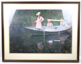 A print of Claude Monet 'Three Fishing Boats'. Framed and glazed, 48.5cm x 69.