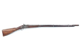A foreign percussion lock musket. Circa 1860, 38" barrels, .