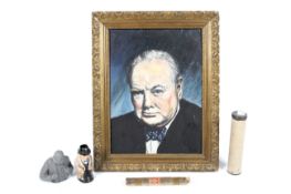 Four items relating to Winston Churchill, including a cigar.