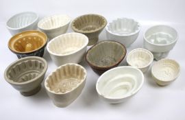 A collection of vintage ceramic jelly moulds.