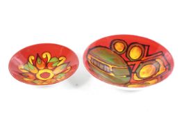 Two mid-century Poole Pottery Delphis bowls. Max.
