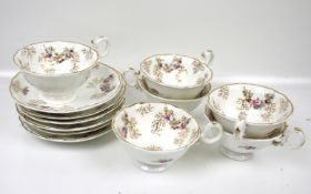 A set of six Victorian teacups and saucers.