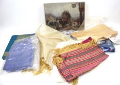 An assortment of vintage textiles.