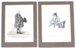 After Robert Dighton (1752-1814), caricaturist, printmaker, etc, two hand coloured engravings.