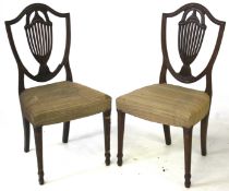 A pair of shield back Hepplewhite chairs.