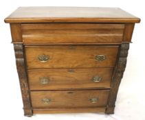 A 20th century mahogany chest of drawers.