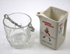 A vintage 'Johnnie Walker' Wade water jug and a glass ice bucket. Max.