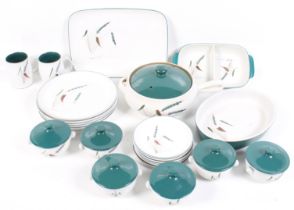 A Denby stoneware green wheat mid-century dinner service and tableware.