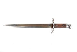 A Finnish bayonet blade by Hackman & Co. WIth wood and metal handle, the guard marked 'S'? L41.