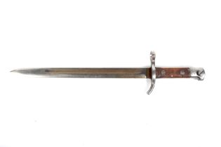 A Finnish bayonet blade by Hackman & Co. WIth wood and metal handle, the guard marked 'S'? L41.