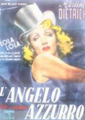 A Marlene Dietrich 'Der Blaue Engel' reproduction film poster. Framed and glazed.