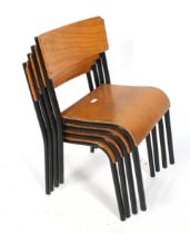 A set of four vintage junior school children's class chairs.