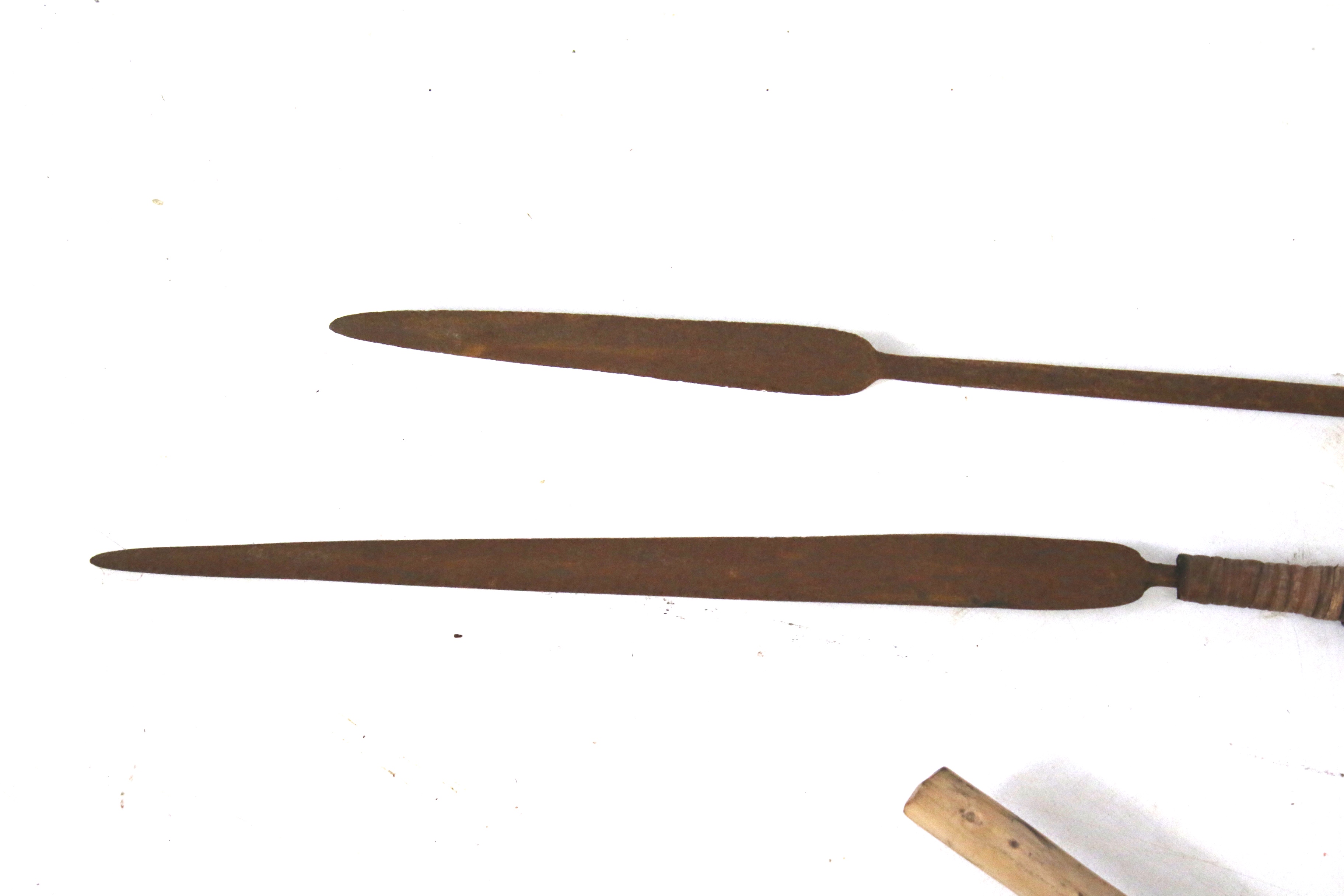 A vintage African tribal shield and 19th century spears. - Image 2 of 2