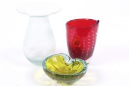 Three items of mid-century studio art glass.