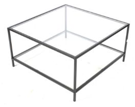 A large modern coffee table.