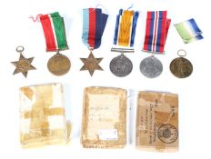 Six WWI and WWII military medals.