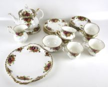 A Royal Albert six piece tea service in the 'Old Country Roses' pattern.