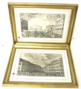 A pair of 19th century European cityscape architectural engravings. Framed and glazed.
