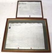 Two 18th/19th century framed declarations.