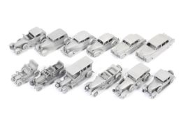 A collection of Pewter diecast Rolls Royce cars.