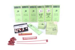 A collection of assorted Subbuteo table football items.