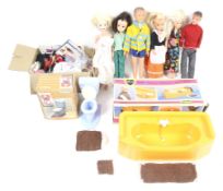 A collection of six Sindy dolls and accessories.