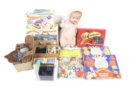 A collection of vintage toys and games.
