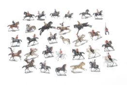 A collection of Britains cast lead cavalry soldiers.
