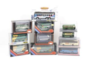 A collection of diecast buses.