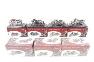 A collection of diecast Atlas Editions CLassic Motorcycles.
