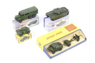 A collection of four Dinky military vehicles. Comprising one medium artillery tractor no.