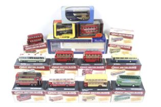 A collection of diecast buses. Including Corgi and Exclusive First Editions etc, boxed, qty 15.