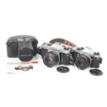 Two Asahi Pentax 35mm SLR cameras. To include a Pentax ME Super, chrome, serial no.