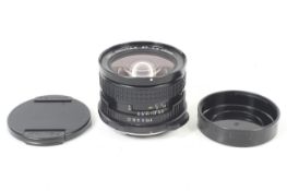 An SMC Pentax 67 45mm f4 lens. Serial No. 8600917. With front and rear caps.