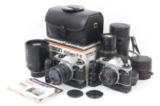 An Asahi Pentax ME Super 35mm SLR camera outfit.