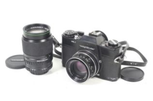 A Voigtlander VSL 1 35mm SLR camera outfit. With two M42 lenses; A Voigtlander 50mm f1.