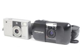 Two compact point and shoot film cameras. To include a 35mm Olympus MJU-1 with a 35mm f3.