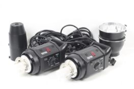 A pair of Bowens Gemini GM400 studio flash heads.