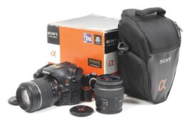 A Sony a65 Digital SLR camera outfit. With two lenses; a DT 18-55mm f3.5-5.