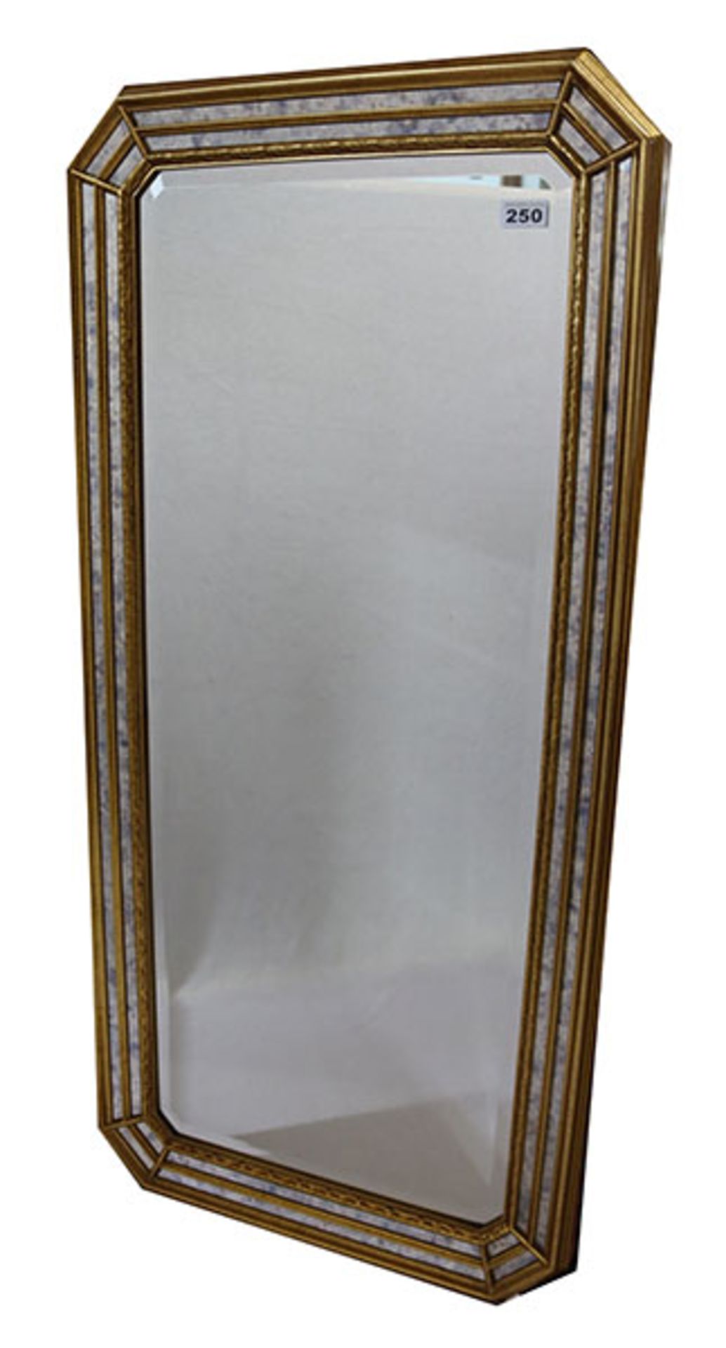 Wandspiegel in verspiegeltem Goldrahmen, Rahmen teils verkratzt, 116 cm x 53 cm