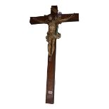 Holzkreuz mit Korpus Christi, gefaßt, H 125 cm, B 77 cm, Altersspuren, teils beschädigt