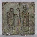 Gips Reliefplatte nach einer Bronze von S. Zeno, Verona, Platte bestossen/beschädigt, 47 cm x 44 cm