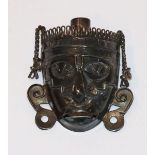 Sterlingsilber Brosche 'Mexikanische Maske', 11 gr., 4,5 cm x 4 cm