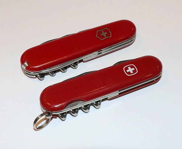2 schweizer Taschenmesser, Gebrauchsspuren