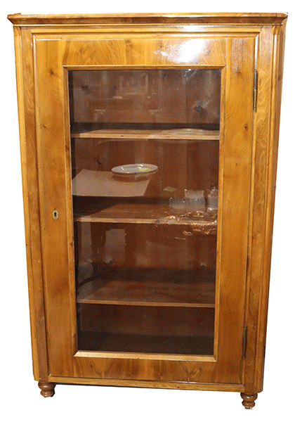 Vitrine, Korpus mit einer verglasten Tür, Regalböden, 19. Jahrhundert, H 164,5 cm, B 102 cm, T 51