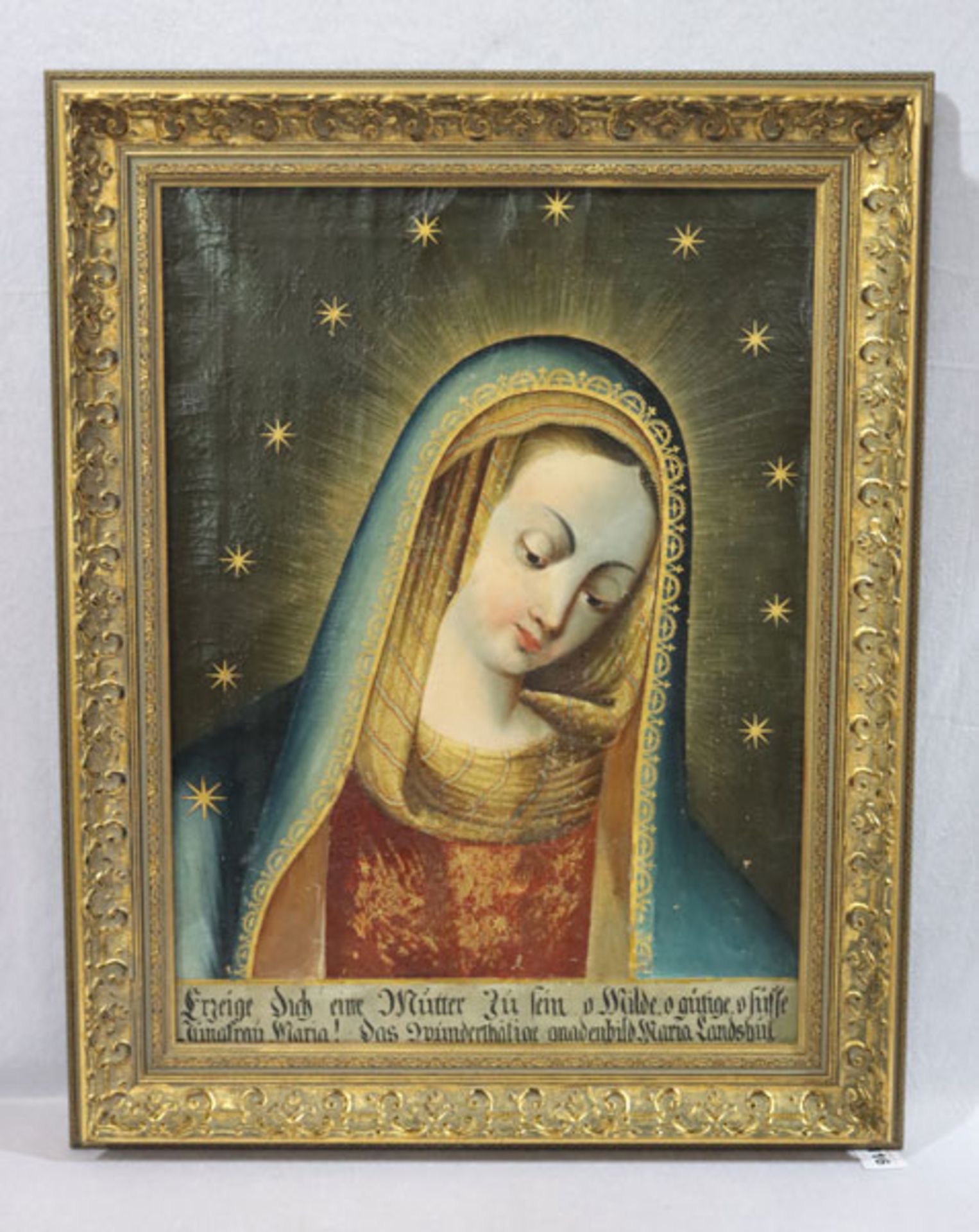 Gemälde ÖL/LW 'Maria', gerahmt, Rahmen bestossen, incl. Rahmen 75 cm x 60 cm