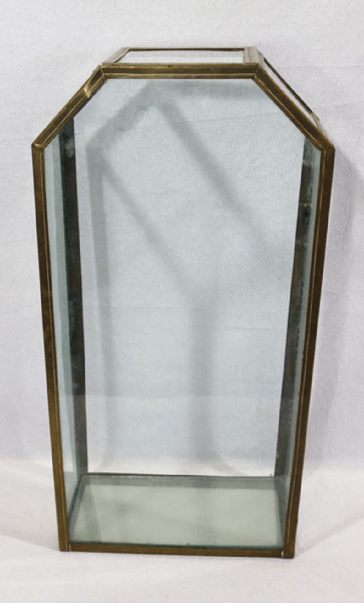 Glaskasten, bleiverglast, schauseitig offen, H 74 cm, B 37 cm, T 18 cm