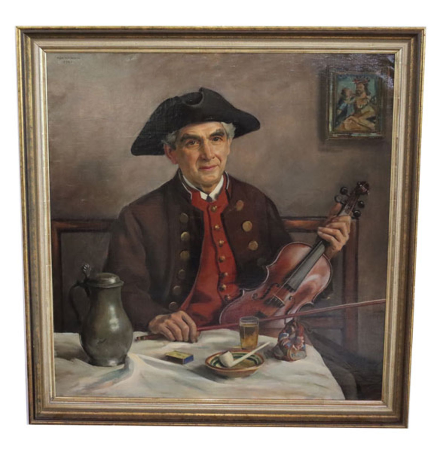 Gemälde ÖL/LW 'Geigenspieler', signiert Max Rimboeck 1941, * 1890 Passau + 1956 München, Lit.: